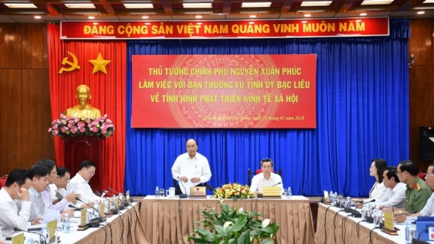 Thủ tướng Chính phủ Nguyễn Xuân Phúc làm việc với Ban Thường vụ Tỉnh ủy Bạc Liêu